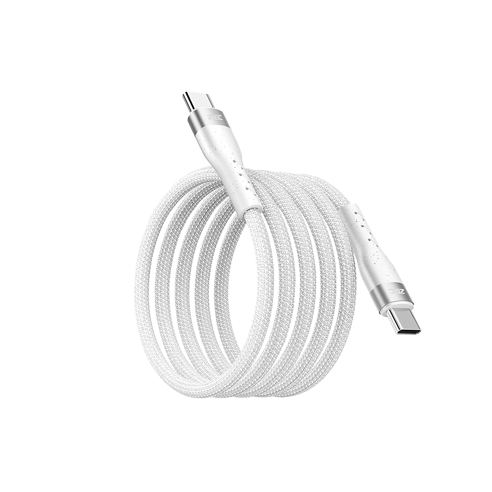 สายชาร์จเร็วแบบแม่เหล็ก ZTEC รุ่น ZC331 USB-C to USB-C 60W ยาว 1 เมตร สีขาว (รองรับเทคโนโลยี PD/QC)