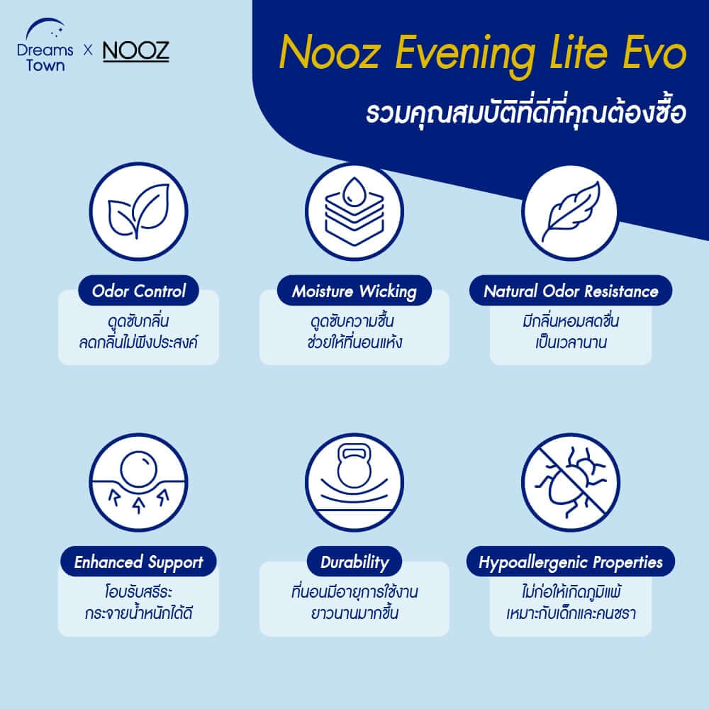 ที่นอนเมมโมรี่โฟม 6 ฟุต NOOZ Evening Lite Evo หนา 4 นิ้ว_4